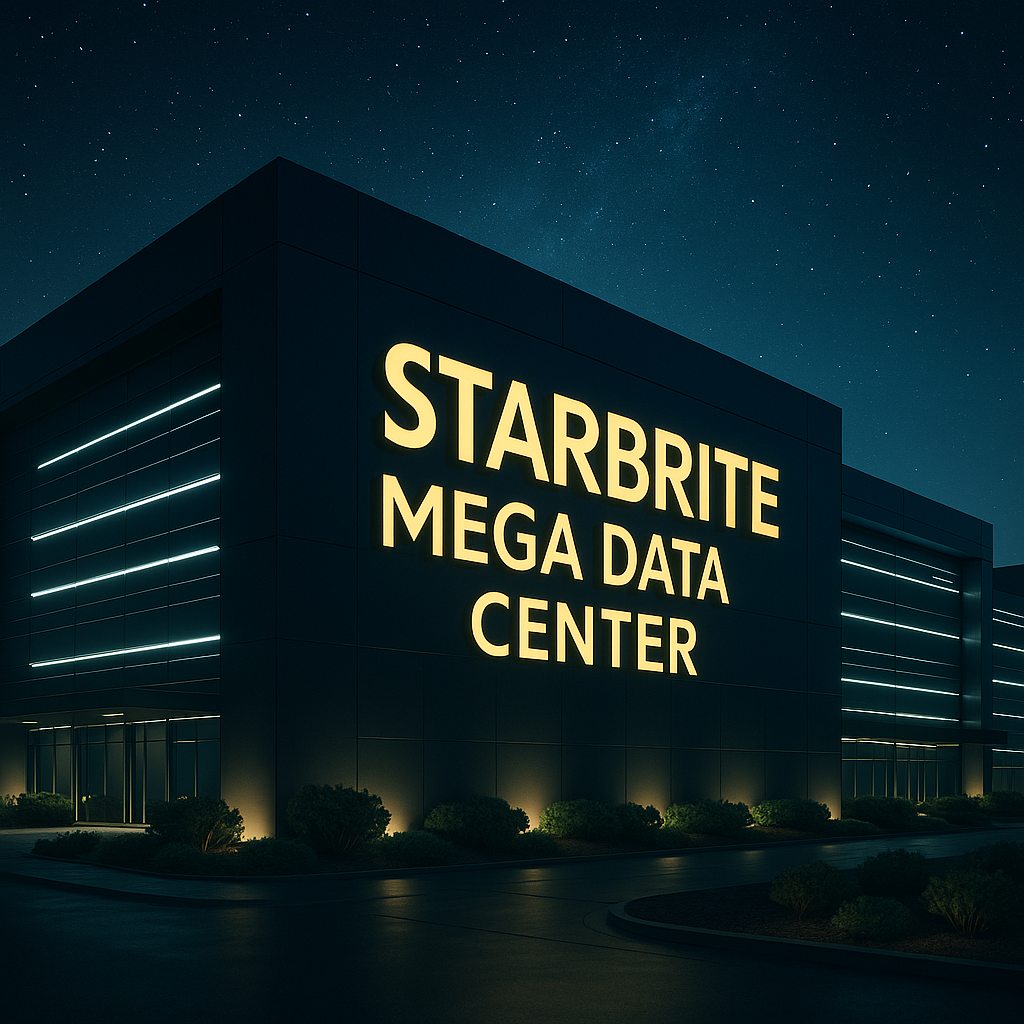 Starbrite High Capacity Mega Data Centers are Secure, high-capacity data centers for AI/ML and cloud. Building a strong, smart Black infrastructure for public and private organizations.